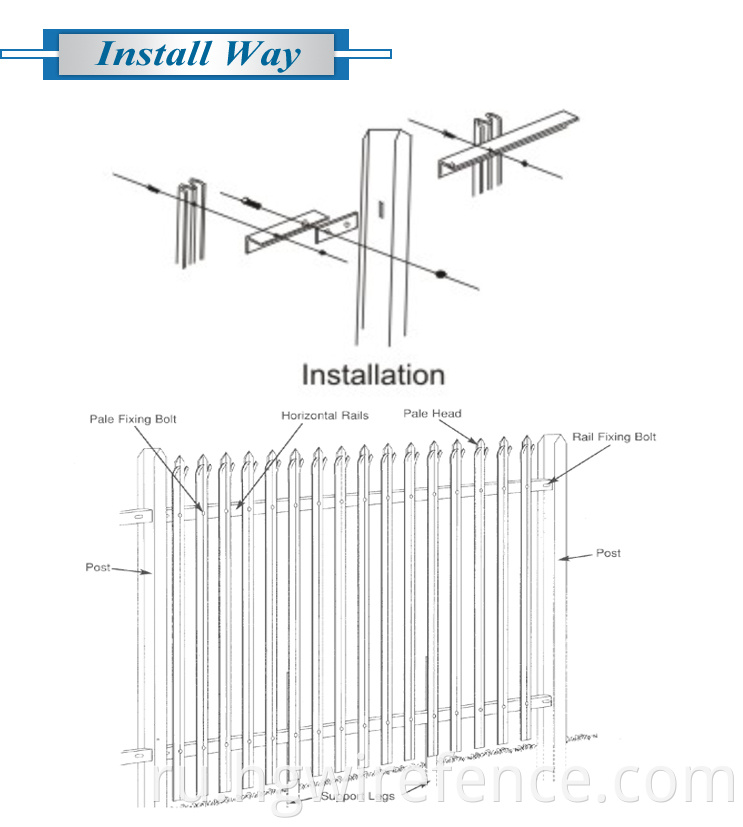  Security Iron Palisade Fence 